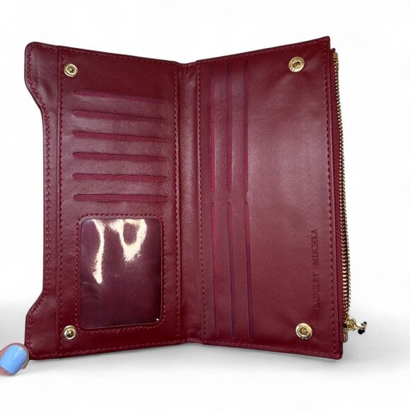 Badgley Mischka Long Diamond Quilted Card Wallet - Wine/Red, NWT - Picture 9 of 12